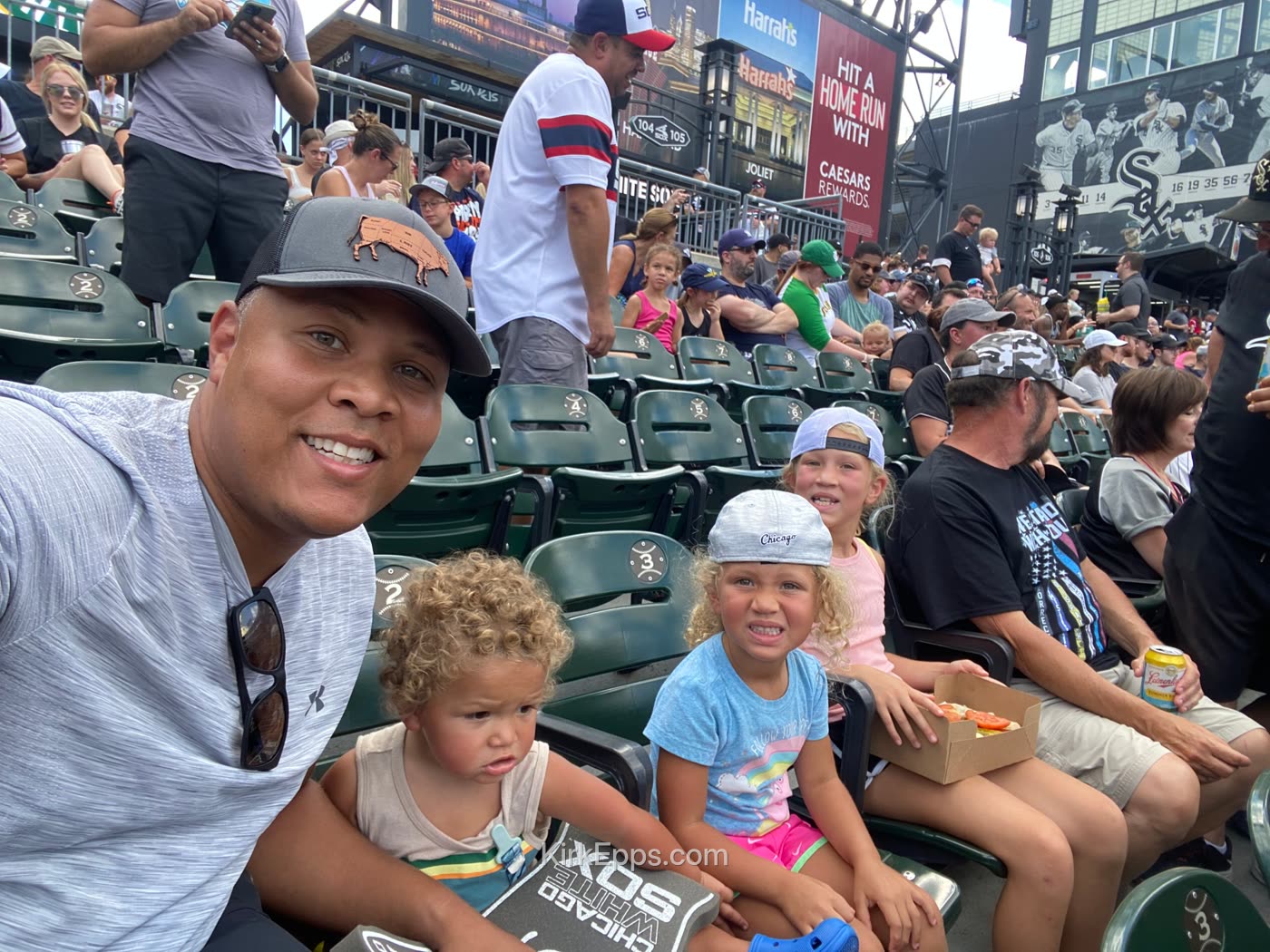 Kirk and the kids at a baseball game